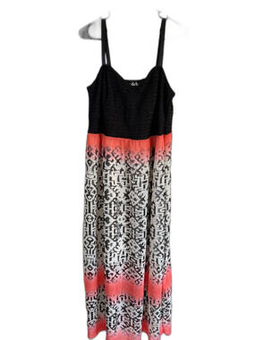 Deb Coral and Black Ombre Pattern Maxi Dress 2X